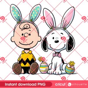 Snoopy And Charlie Brown Easter Bunny PNG, Happy Easter Day Peanuts Cartoon PNG