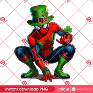 Spiderman St Patricks Day PNG, Lucky Shamrock Superhero PNG