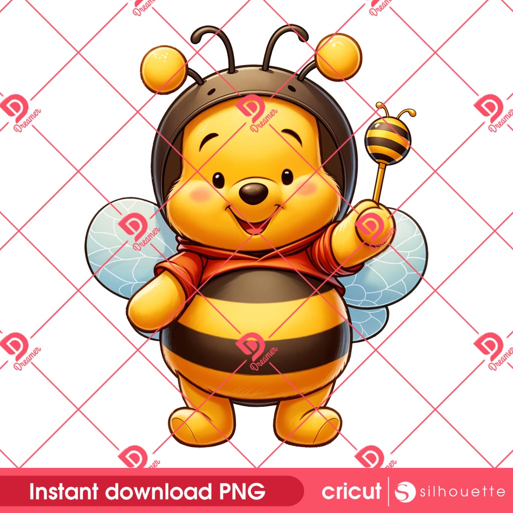 Winnie Pooh Bee Outfit PNG, Cute Pooh In Bee Costume PNG 1 Winnie Pooh Bee Outfit PNG, Cute Pooh In Bee Costume PNG