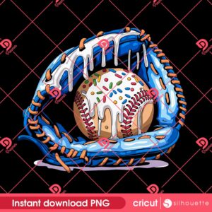 Baseball Drip Ice Cream Design PNG, Sprinkles Baseball Glove PNG Design