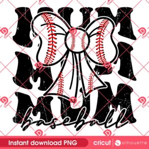 Baseball Mom Coquette Bow PNG, Mothers Day PNG, Sport Baseball Mama PNG