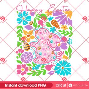 Boho Floral Easter PNG, Bunny Easter Flower PNG