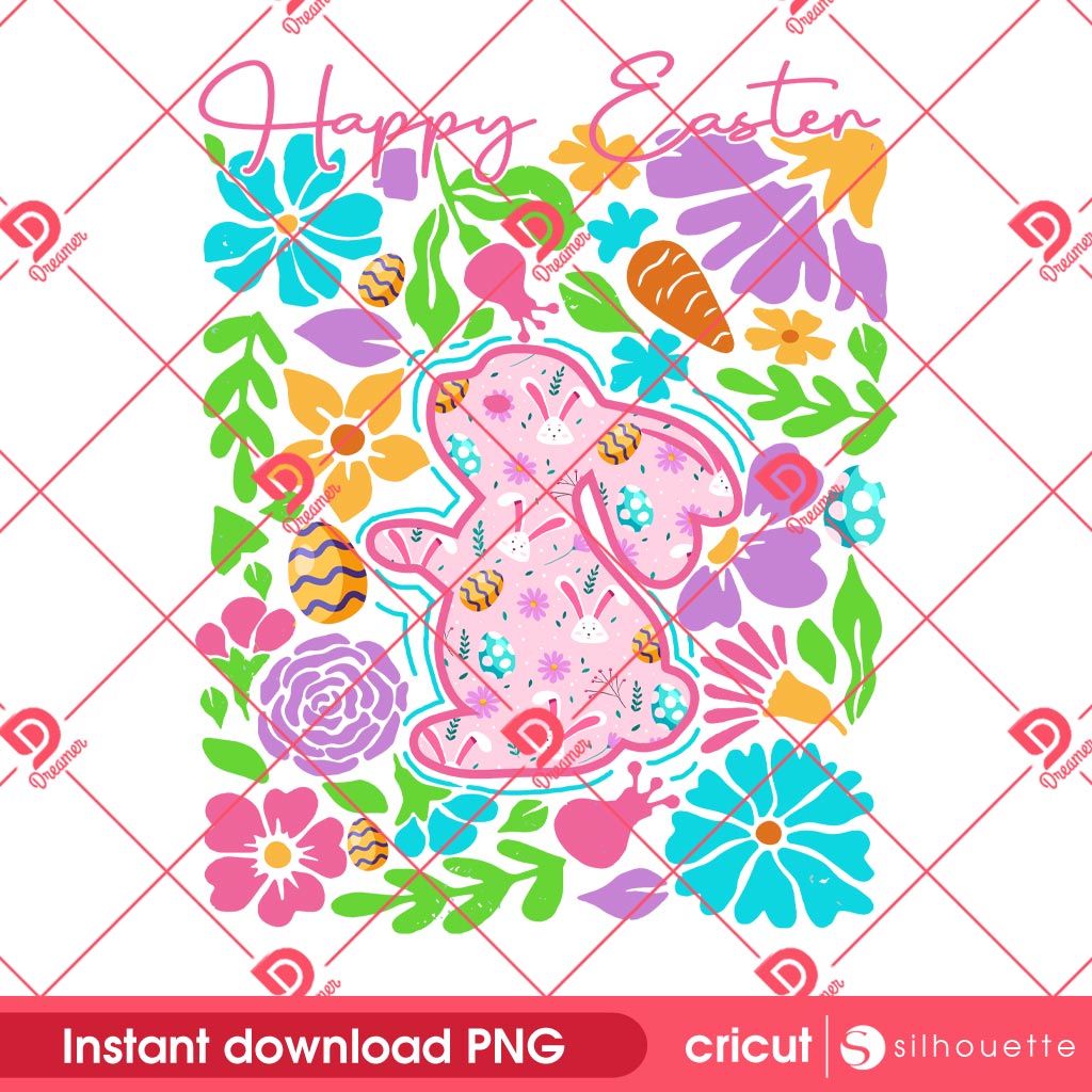 Boho Floral Easter PNG, Bunny Easter Flower PNG 1 Boho Floral Easter PNG, Bunny Easter Flower PNG