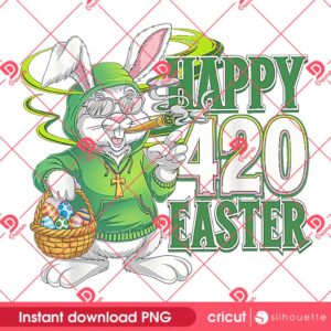 Bunny Smoking Weed PNG, Happy 420 Easter Cannabis PNG, Funny Bunny Cannabis Weed 420 PNG