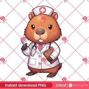 Capybara Nurse PNG, Cartoon Character Nurse PNG, Capybara In Hostpital PNG