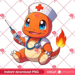 Charmander Nurse PNG, Pokemon Charmander In Hospital PNG, Hitokage Pokemon Nurse PNG