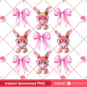 Easter Bunny Coquette PNG Design, Happy Easter Day 2025 PNG