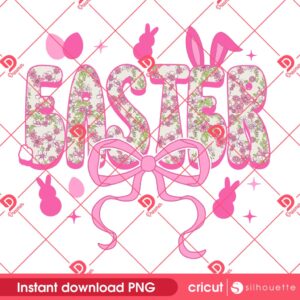 Easter Coquette Bow Sublimation PNG Design, Pink Coquette Easter Bunny PNG