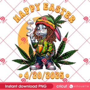 Happy 420 Easter Day PNG, Bunny Smoking Weed Marijuana Funny 420 PNG