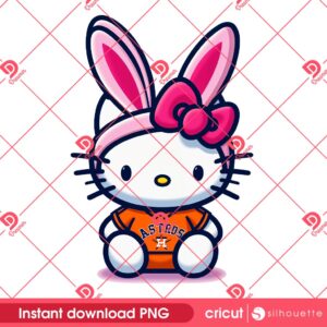 Hello Kitty Houston Astros Bunny Easter PNG, Easter 2025 MLB Astros Baseball Hello Kitty PNG