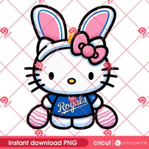 Hello Kitty Kansas City Royals Bunny Easter PNG, Easter 2025 MLB KC Royals Baseball Hello Kitty PNG