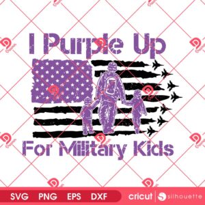 I Purple Up For Military Kids SVG PNG, Vintage Military Purple Up For Kids PNG SVG