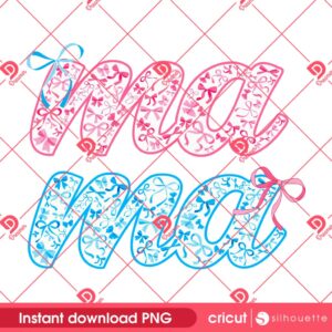Mama Coquette Bow PNG, Pink And Blue Mama Coquette PNG, Mothers Day PNG