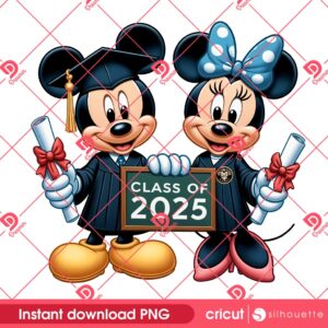 Mickey Minnie Class Of 2025 PNG, Graduation 2025 Disney Friends PNG