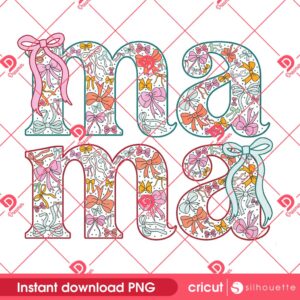 Preppy Mama Coquette Bow PNG, Retro Pink Mama PNG, Mothers Day PNG