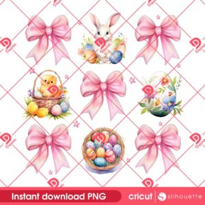 Retro Easter Floral Coquette Bow PNG, Easter Eggs Coquette PNG, Happy Easter Day 2025 PNG