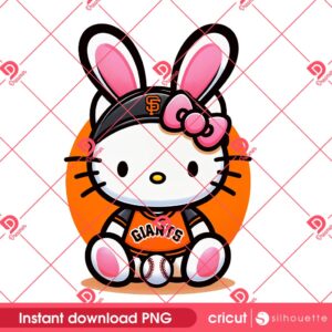 San Franciso Giants Hello Kitty Easter Bunny PNG, Hello Kitty Bunny Easter 2025 Giants MLB Baseball PNG