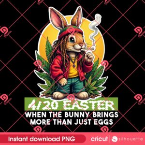 Stoned Easter Bunny PNG, Happy Easter 420 Marijuana PNG, Rabbit Cannabis 420 Day PNG
