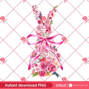 Watercolor Floral Easter Bunny PNG, Happy Easter Day 2025 PNG