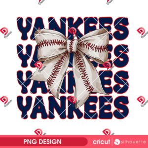 Baseball Yankees Coquette Bow PNG, New York Yankees MLB Coquette Design PNG