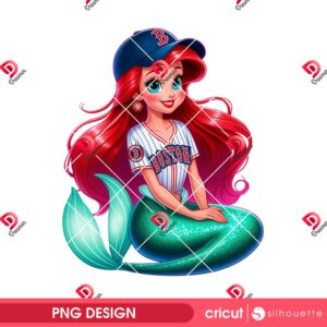 Boston Red Sox Ariel Mermaid PNG, Disney Ariel Princess Baseball Red Sox PNG