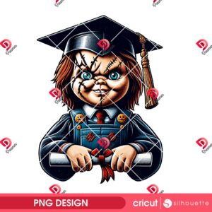 Chucky Graduation 2025 PNG, Horror Chucky High School PNG, Horror Killer Graduation 2025 PNG