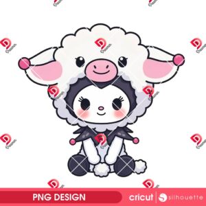 Cute Kuromi Lamb PNG, Kuromi Wearing A Lamb Costume PNG