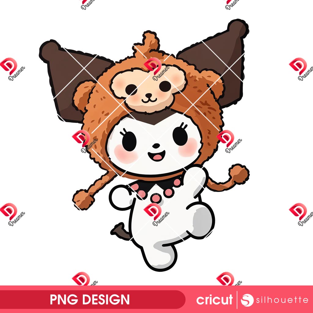 Cute Monkey Kuromi Design PNG, Kuromi Wearing A Monkey Outfit PNG 2 Cute Monkey Kuromi Design PNG, Kuromi Wearing A Monkey Outfit PNG