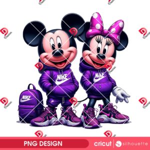 Disney Mouse Couple Wearing Nike Outfits PNG, Mickey Minnie Nike Fashion PNG