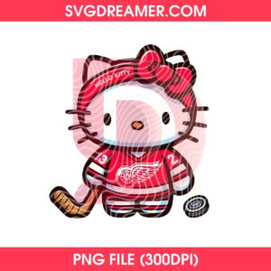 Hello Kitty Detroit Red Wings PNG, NHL Sport Hello Kitty Hockey PNG