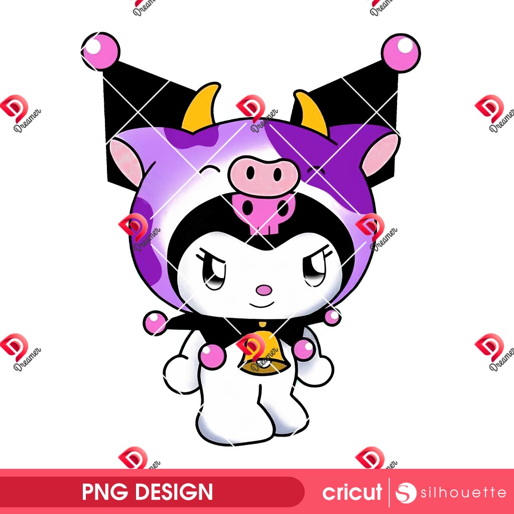 Kuromi Wearing A Animal Outfit PNG, Cute Kuromi Cartoon PNG, Kuromi Cow PNG 2 Kuromi Wearing A Animal Outfit PNG, Cute Kuromi Cartoon PNG, Kuromi Cow PNG