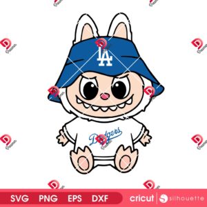 Labubu LA Dodgers Baseball SVG PNG, Los Angeles Dodgers Cartoon Character Labubu PNG SVG