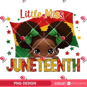 Little Miss Juneteenth PNG Design, Black Girl Juneteenth PNG Design, African American Pride PNG