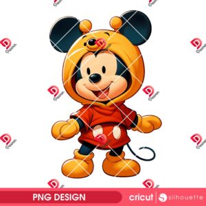 Mickey Mouse Wearing Winnie The Pooh Outfit PNG, Disney Mickey Pooh PNG