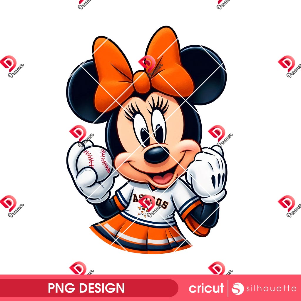 Minnie Mouse Houston Astros Baseball PNG, Disney Friends MLB Sport Astros PNG 1 Minnie Mouse Houston Astros Baseball PNG, Disney Friends MLB Sport Astros PNG