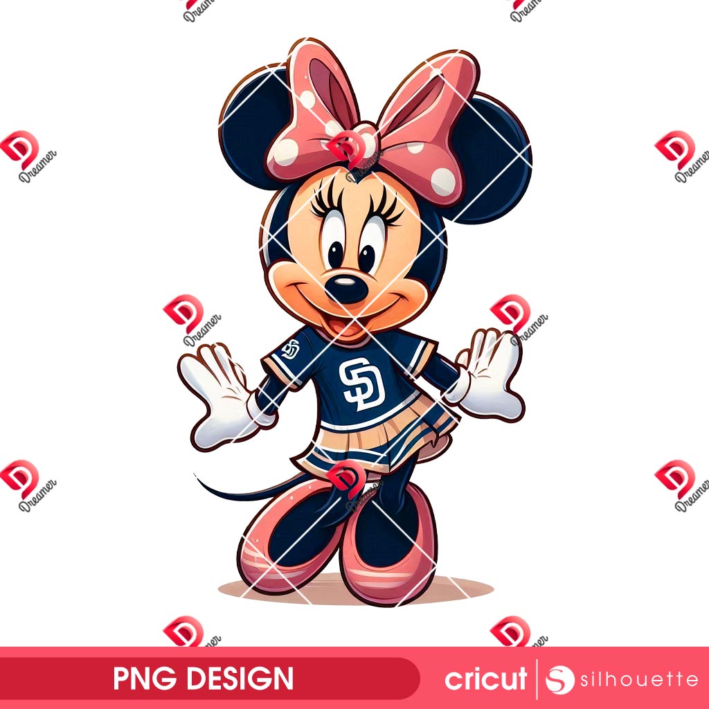 Minnie SD Padres PNG, Minnie Baseball PNG, Disney Friends Sport MLB PNG 2 Minnie SD Padres PNG, Minnie Baseball PNG, Disney Friends Sport MLB PNG