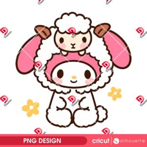 My Melody Wearing A Cute Lamb Outfit PNG, Cute Lamb My Melody PNG
