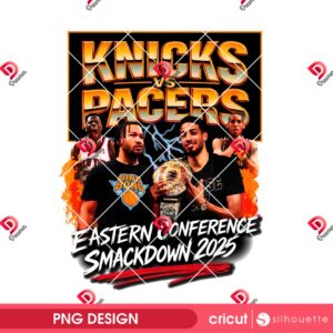 NY Knicks Vs Indiana Pacers PNG Design, Basketball Eastern Conference Smackdown 2025 PNG