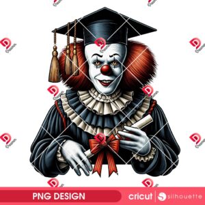 Pennywise Graduation 2025 PNG, Horror Character School PNG, Horror Killer Graduation PNG