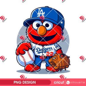 Sesame Street Dodgers Baseball PNG, Los Angeles Dodgers Elmo Sesame Street PNG