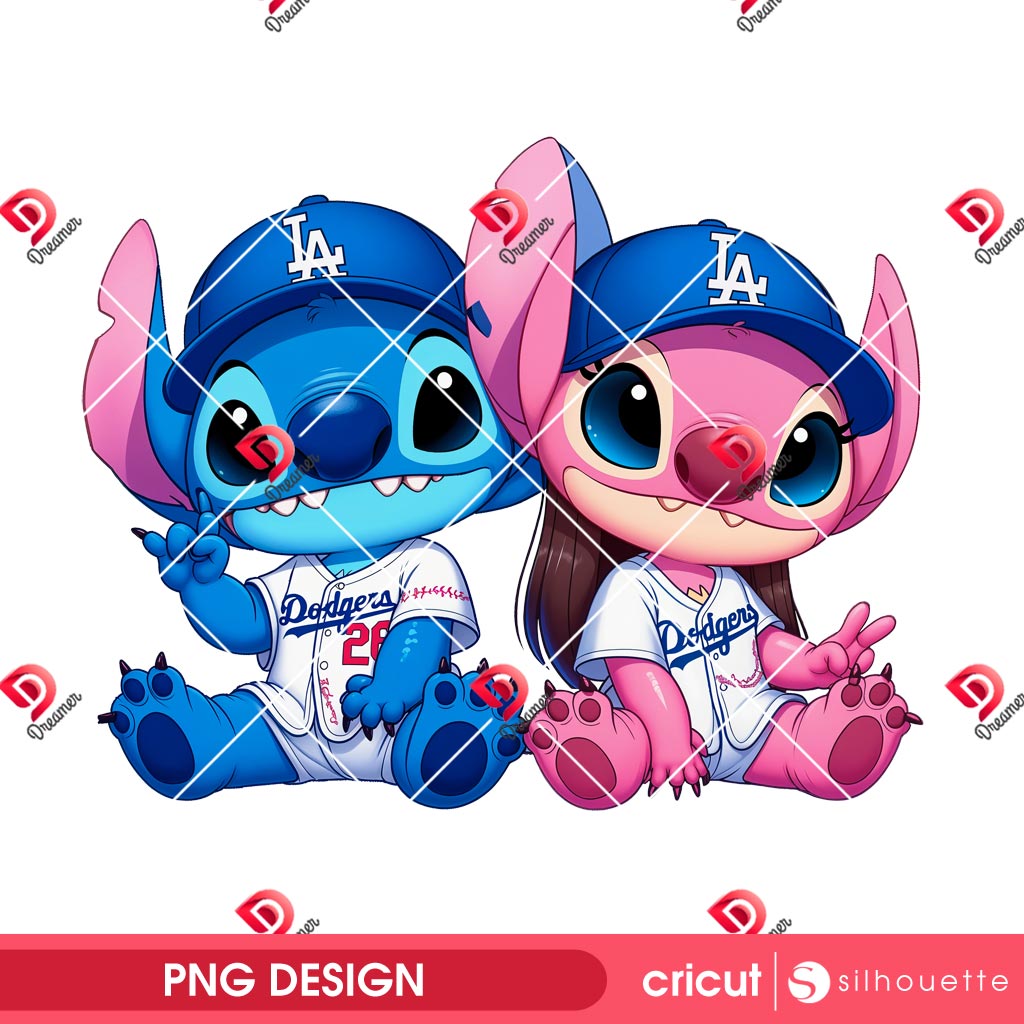 Stitch And Angel Wearing LA Dodgers Outfits PNG, Los Angeles Dodgers Disney Stitch Baseball PNG 2 Stitch And Angel Wearing LA Dodgers Outfits PNG, Los Angeles Dodgers Disney Stitch Baseball PNG