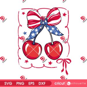 4th Of July Cherry Coquette Design SVG PNG, Independence Day Coquette Cherry SVG PNG