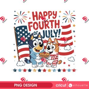 Bluey And Bingo Happy 4th Of July PNG, Bluey Celebrate Independence Day PNG