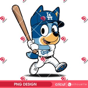 Bluey LA Dodgers Player Baseball PNG, Los Angeles Baseball Dodgers Bluey PNG
