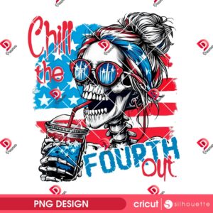 Chill The Fourth Out Skeleton PNG Design, Vintage American Flag 4th Of July PNG, Retro Skeleton Funny Patriotic USA PNG