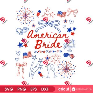 Coquette Bow Independence Day SVG PNG, Comfort Colors 04th Of July SVG PNG, American Bride PNG SVG