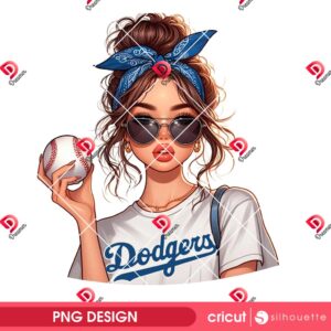 Cute Chicana LA Dodgers PNG, Mexican Girl Los Angeles Dodgers Baseball PNG