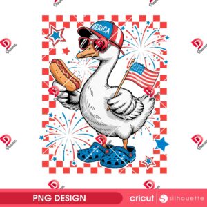 Funny 4th Of July Goose PNG, Retro Patriotic Fourth Of July PNG, Cute American Goose PNG