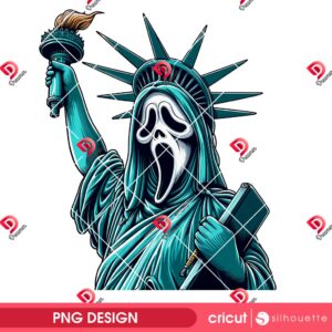 Ghostface Scream Statue Of Liberty PNG, Horror Killer Independence Day PNG, Funny 04th Of July PNG