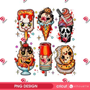 Ice Cream Horror Characters PNG, Horror Movie Killers Halloween PNG